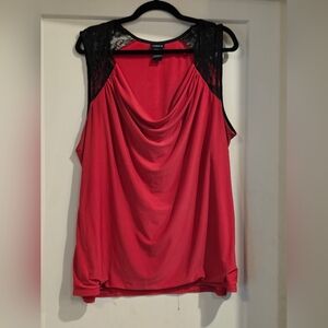 Ruched Red and Black Tank Top